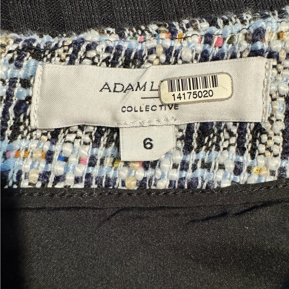 Adam Lippes Black and Blue Plaid Woven Knit Mini Skirt. - Picture 4 of 5